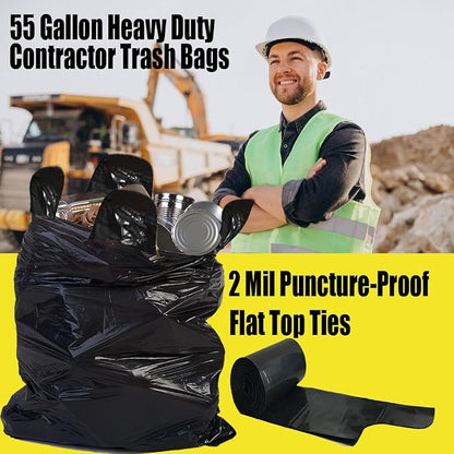 Contractor Heavy Duty Trash Bags 55 Gallon | 10 Count | 2 MIL | 36" X 56" | - Image 4