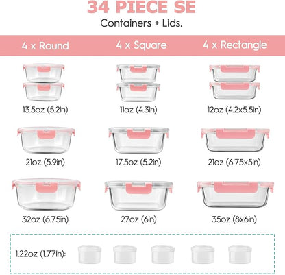 34pcs Glass Food Storage Containers - Image 2