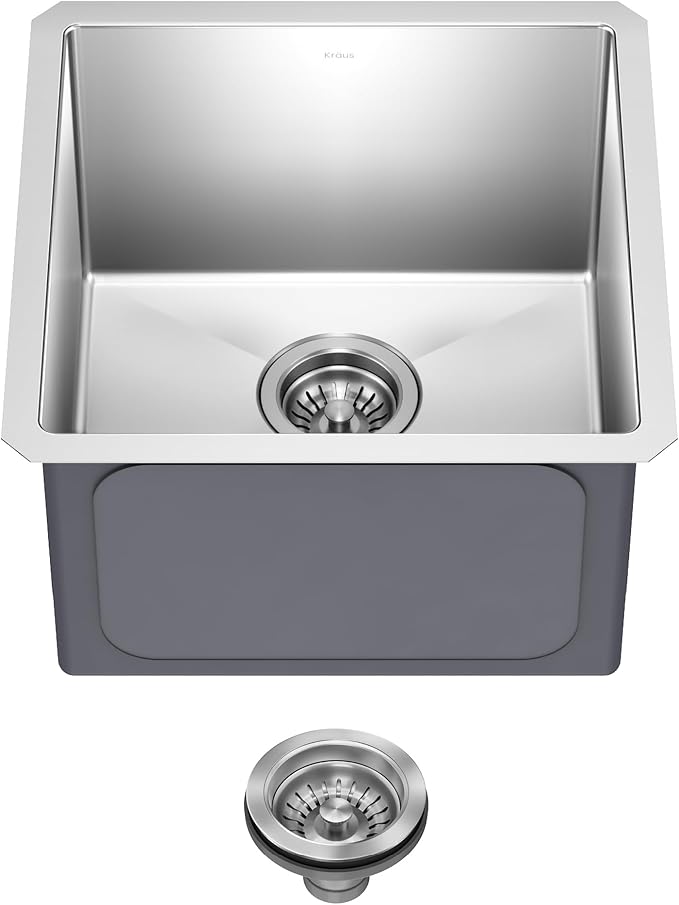 Kraus Kitchen Sink - Kraus Standart Pro 17-Inch Undermount Single Bowl, 16 Gauge Stainless Steel Kitchen Sinks, KHU101-17