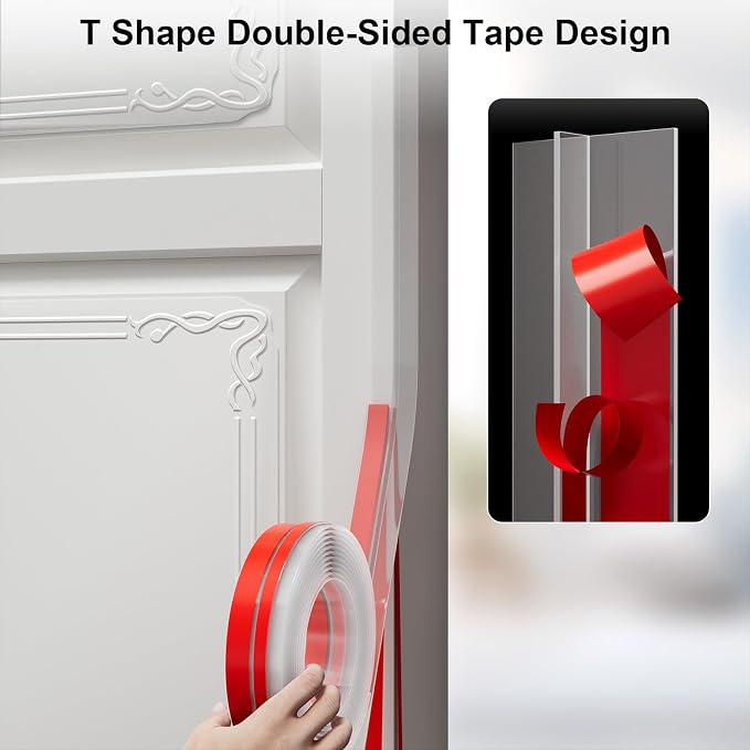 T-Shaped Door Draft Stopper, 1.37 in x 20 Ft Silicone Seal Strip - Image 4