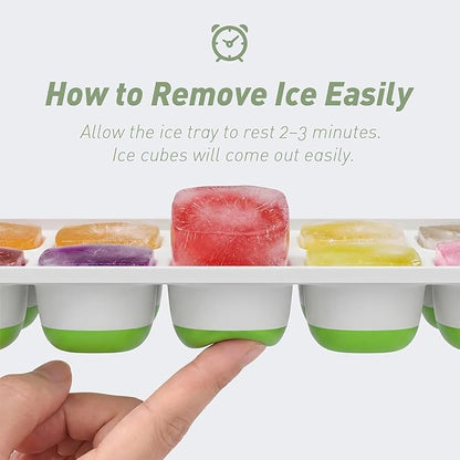 ChefAide Ice Cube Tray with Lid, 3 Pack 42 Cubes Durable Stackable Ice Cube - Image 2