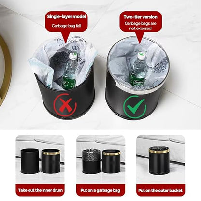 10L/2.6GAL Black and Gold Open Top Trash Can - Image 6
