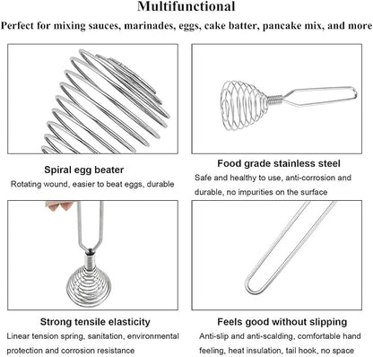 Stainless Steel Spring Coil Whisk Set 2 Pack, Wire Whip Egg Beater, Kitchen - Image 4