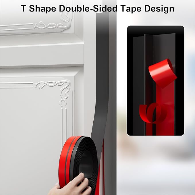 T-Shaped Door Draft Stopper, 1.97 in x 40 Ft Silicone Seal Strip - Image 3