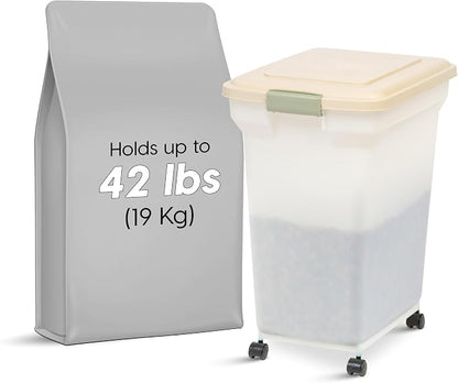 IRIS USA Airtight Dog Food Storage Container, WeatherPro, Removable Wheels - Image 2