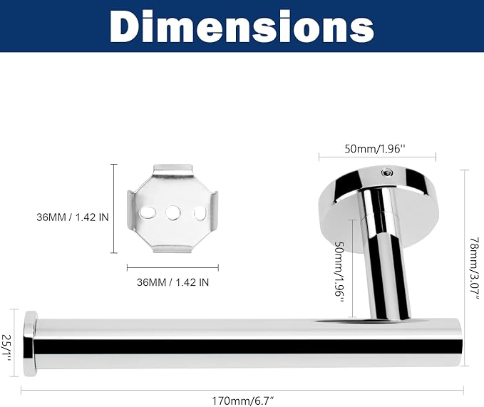 NearMoon Bathroom Toilet Paper Holder, Premium SUS304 Stainless Steel Rustproof - Image 6