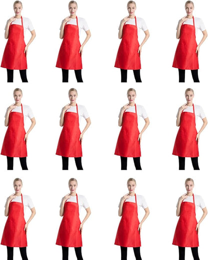 Total 12 PCS Plain Red Bib Apron by TSDSTORY