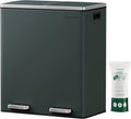 SONGMICS Trash Can, 2 x 8 Gallon (2 x 30 L) Garbage Can for Kitchen, with 15 Trash Bags, 2 Compartments, Plastic Inner Buckets and Hinged Lids, Airtight, Greenish-Gray ULTB60GS02