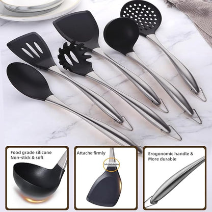 Kitchen Utensils Set, Large Non-stick Silicone Cooking Utensils Set 6 Pcs - Image 2