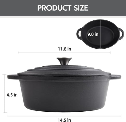 5.5 Quart Oval Cast Iron Dutch Oven Pot - Image 3