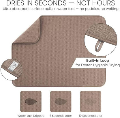 Bellemain XL Dish Mat 24" x 17" Microfiber Dish Drying Mat, Super absorbent - Image 5