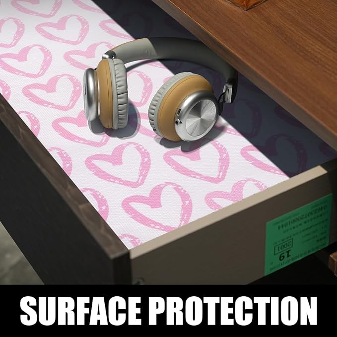 Pink Heart Drawer Liner for Cabinets, Shelf Liner Non-Adhesive and Strong - Image 4