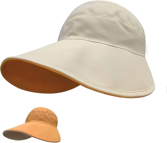 Sun Hats for Womens Wide Brim UV Protection Fishing Hats Packable Reversible Hollow Top Hat with Ponytail Beach Travel Hats