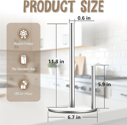 Paper Towel Holder Countertop, Premium Stainless Steel Silver Paper Towel Holder - Image 4