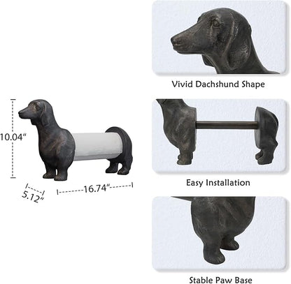 Vintage Dachshund Dog Paper Towel Holder Black Wiener Dog Tissue Towel Display - Image 4
