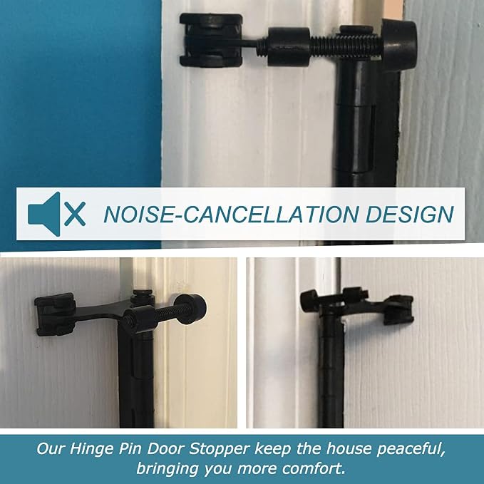 24 Pack Hinge Pin Black Door Stopper, Adjustable Heavy Duty Hinge Pin Door Stop - Image 3