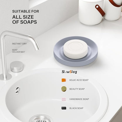 Diatomite Soap Dish, 2 Pack Water Absorbent Stone Soap Dish Holder, Quick Dry - Image 2