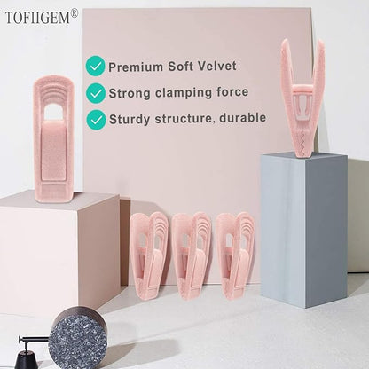 Light Pink Velvet Hangers Clips 20 PCS, Non-Slip Velvet Clip - Image 6