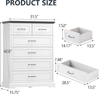 6 Drawer Dresser for Bedroom, Rustic Farmhouse Dresser - Image 2