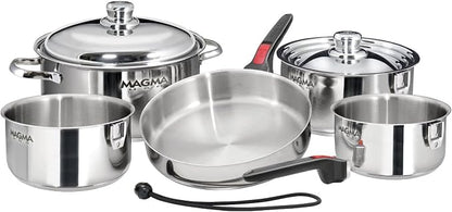 Magma 10 Piece Gourmet Nesting Stainless Steel Cookware Set, Induction - Image 2