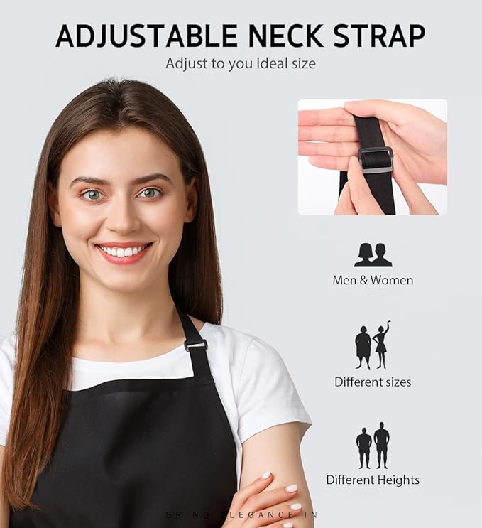 Syntus 12 Pack Bib Apron, Unisex Aprons Adjustable Waterdrop Resistant - Image 5