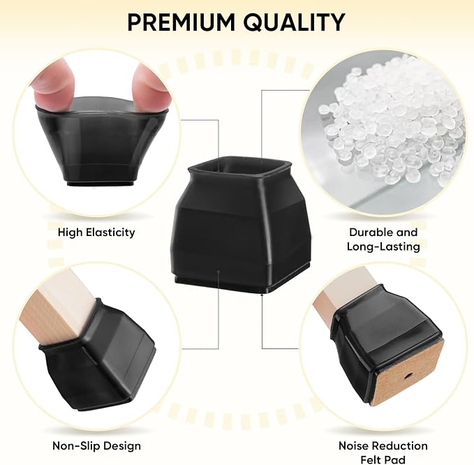 BALEINE 32 Pack Silicone Chair Leg Floor Protectors, Stool Leg Protectors Cap - Image 2