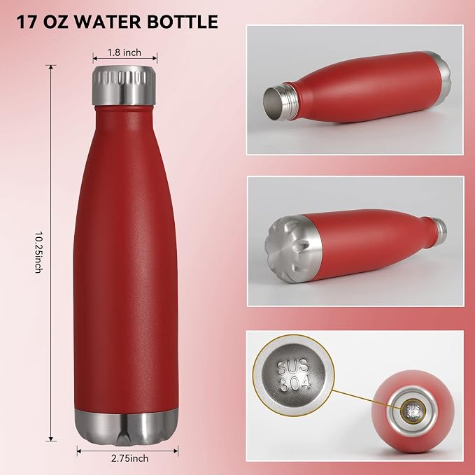 VEGOND 17oz Stainless Steel Water Bottles Bulk, Reusable Metal Sports Water - Image 3