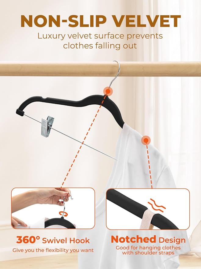 HOUSE DAY Velvet Skirt Hangers 36 Pack, Space Saving Slim Shorts Hanger - Image 7