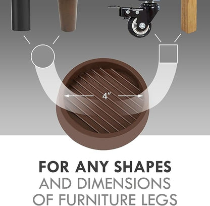 4X4 Round Rubber Caster Cups, Non Slip Furniture Pads, Anti-Slip Gripper - Image 2
