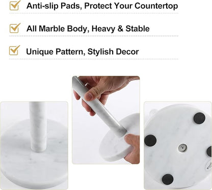 Koville Carrara Marble Paper Towel Holder Countertop, 6“ Genuine Stone Paper - Image 3