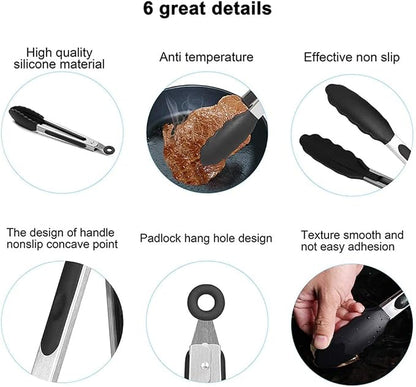 17" Kitchen Tongs with Silicone Tips, High Heat Resistant Grill Tongs in - Image 3