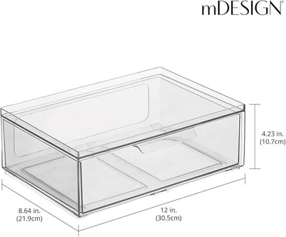 mDesign Plastic Wide Stackable Kitchen Storage Organizer Bin Containers - Image 3