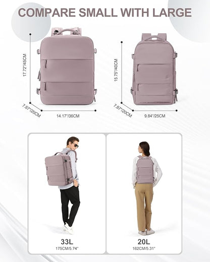 coowoz Travel Backpack Carry On for Women Man Gym Backpacks with Laptop Compartment Mochila de Viaje Teacher Personal Item Backpack Rucksack Airplane Accessories Must Haves Lotus Pink Small