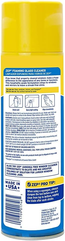 Zep Foaming Glass and Plexiglass Cleaner - 19 oz ZUFGC19 - Foaming Formula - Image 9