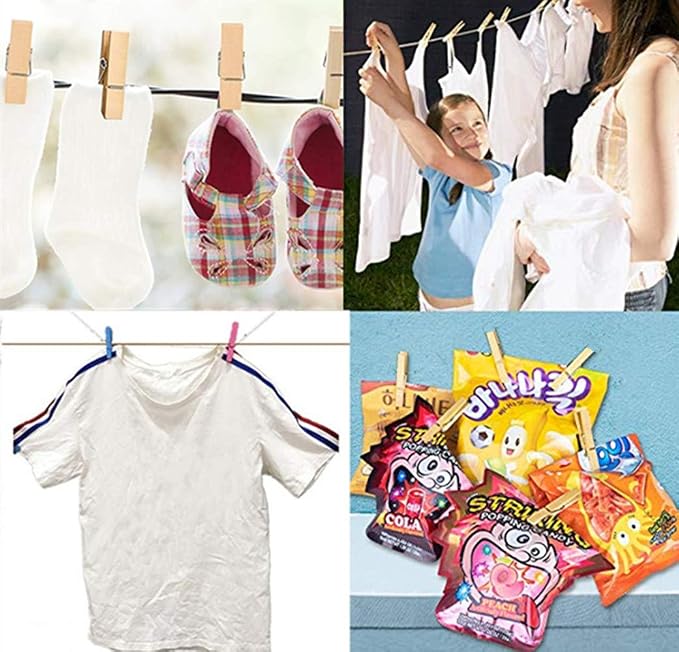 50pcs Small Wood Clothes Pins Pegs Strong Hangers Picture Display Art Craft - Image 5