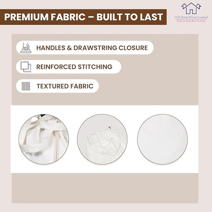 LFH Home Cotton Canvas Extra Large Laundry Bag with Handle, Stylish Drawstring Heavy Duty Laundry Bags For Travel, Home, Hotel, College Dorm and Camp Storage Bag 24x36 Inch, Machine Washable - White