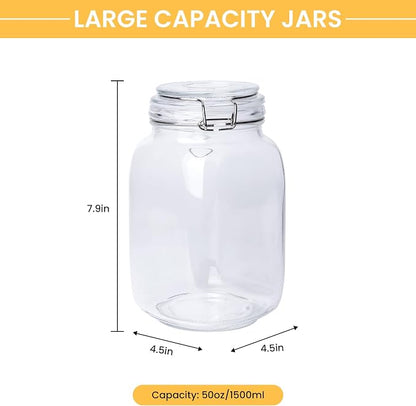 Glass Jars with Airtight Lid, Large Glass Food Storage Jars, 3 Pack Wide Mouth - Image 2