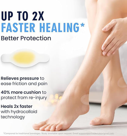 Dr. Frederick's Original Better Blister Bandages - 24 ct - Healing Blister Pads - Grab-N-Go - Water Resistant - 40% More Cushioning - Hydrocolloid - Feet, Toe, & Heel Blister Prevention - Toe Pack