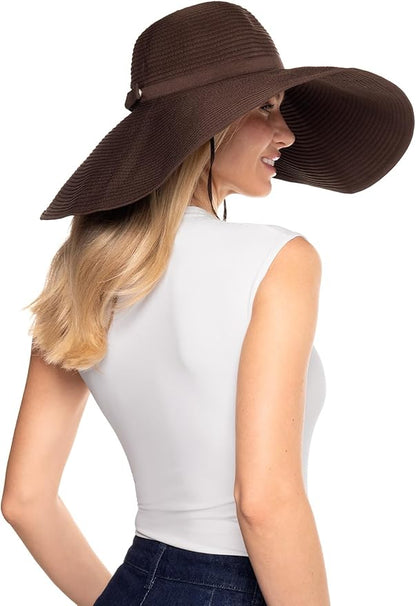 Women's Wide Brim Poolside Hat - UPF 50 Sun Protection - Elegant and Packable - Shelby (One Size)