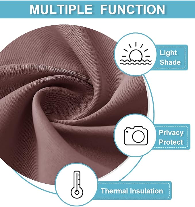 RYB HOME 45 inch Curtains for Living Room, Rod Pocket Thermal Insulated Small - Image 6