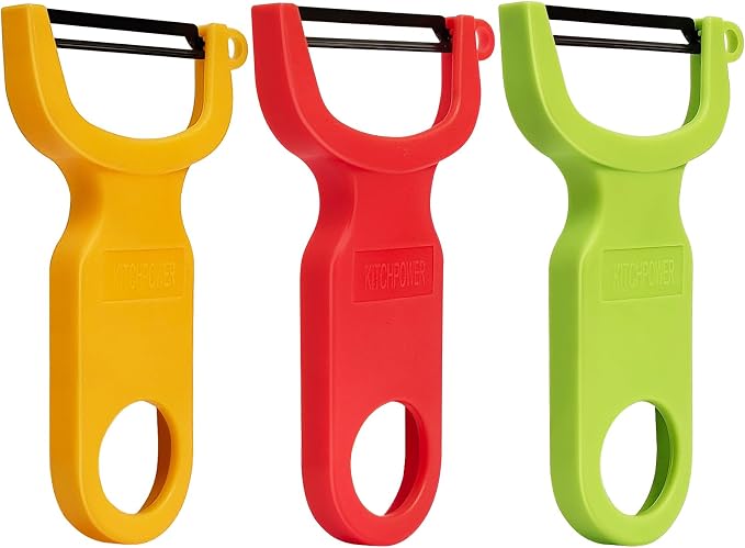 Original Vegetable Fruit Peeler Carbon Steel Blade 3 Pack Red/Green/Yellow… by KITCHPOWER