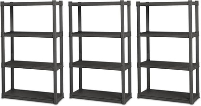 Sterilite 3-Pack 4 Shelf Unit, Heavy-Duty Shelving Storage and Utility Rack by Sterilite