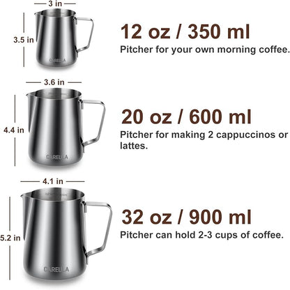 Milk Frothing Pitcher, 12oz Stainless Steel Milk Frother Cup Steaming Pitcher - Image 4