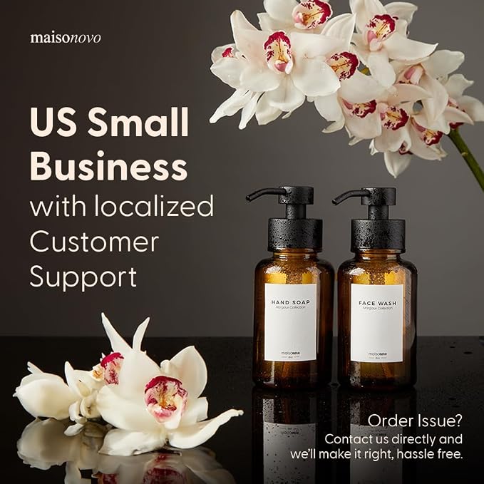 MaisoNovo Glass Foaming Soap Dispenser 14 Oz | Black Glass Black Pumps x 2 - Image 8