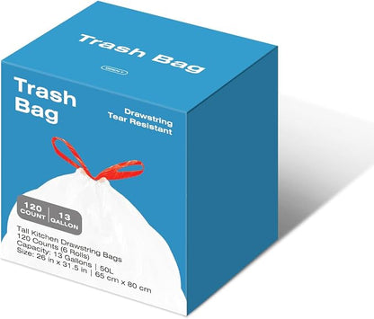13.2 Gallon Tall Kitchen Drawstring Trash Bags, Leak Proof, Waste Bag - Image 8