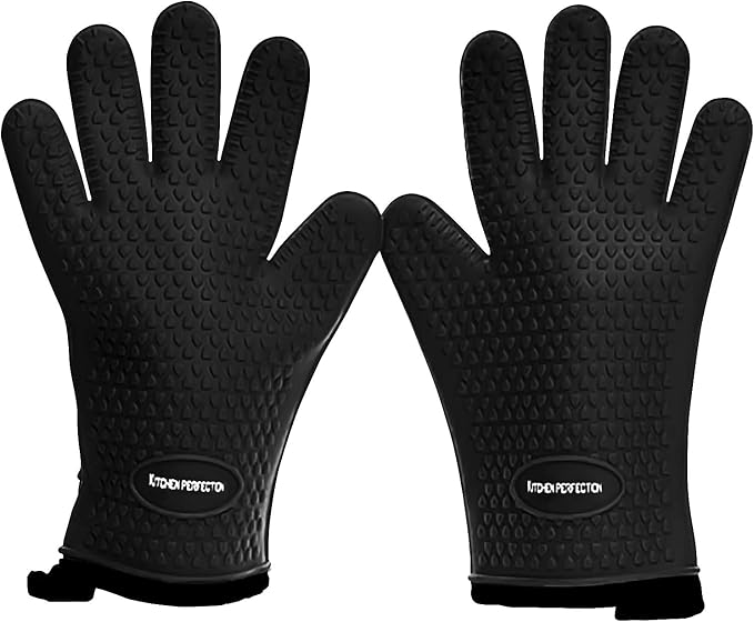 KITCHEN PERFECTION S Silicone Smoker Oven Gloves -Extreme Heat Resistant BBQ by Kitchenperfection