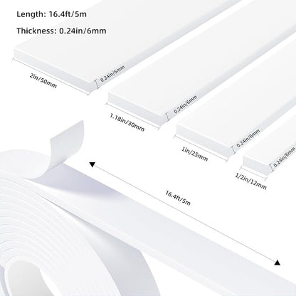 Weather Stripping Door Seal White, Self Adhesive Foam Tape, Window Insulation - Image 2