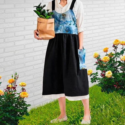 Uaussi Cotton Linen Apron Cross Back Work Apron - Image 5
