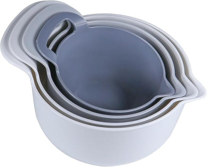 Mixing Bowls - 4 Piece Nesting Plastic Mixing Bowl Set - Non Slip Bottom and - Image 3
