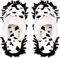 Microfiber Floor Mop Slippers House Dust Cleaning Tool Detachable Washable Shoes for Kitchen House Cleaning (Women 8.5-9/Men 11-11.5, Cow pattern)